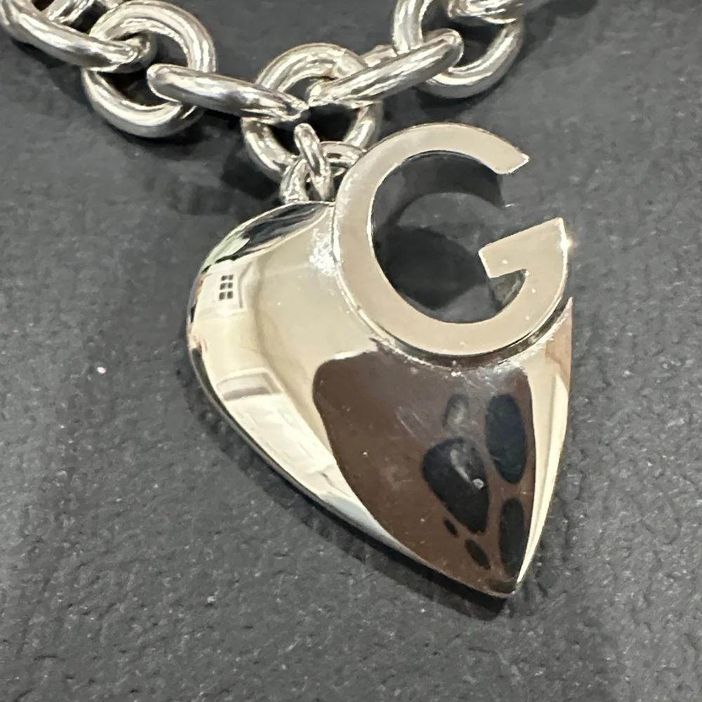 Gucci Sterling Silver Charlotte G Heart Chain Heart Chain Bracelet NIB - Picture 4 of 9